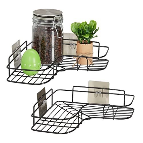 Relaxdays 2 x Eckregal Küche, zum Kleben, Aufbewahrung, Gewürze & Kräuter, Wandregal H x B x T 5,5 x 26 x 26 cm, Eisen, schwarz Relaxdays 2 x Eckregal Küche, zum Kleben, Aufbewahrung, Gewürze & Kräuter, Wandregal H x B x T 5,5 x 26 x 26 cm, Eisen, schwarz von Relaxdays
