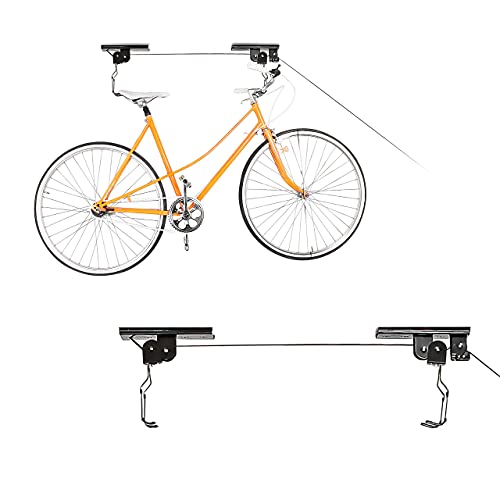 Relaxdays 2 x Fahrradlift im Set, mit Seilzug, universal Fahrradhalterung, zur Deckenmontage, für 2 Fahrräder von Relaxdays