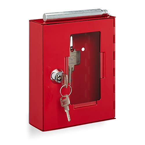 Relaxdays 2 x Notschlüsselkasten mit Glasscheibe & Glasbruchhammer, abschließbar, Metall, klein, rot Relaxdays 2 x Notschlüsselkasten mit Glasscheibe & Glasbruchhammer, abschließbar, Metall, klein, rot von Relaxdays