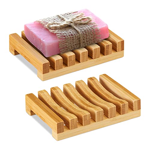 Relaxdays 2 x Seifenablage Bambus, mit Gitter, feuchtigkeitsresistent, Seifenhalter Stückseife, BxT 11,5 x 8,5 cm, Natur Relaxdays 2 x Seifenablage Bambus, mit Gitter, feuchtigkeitsresistent, Seifenhalter Stückseife, BxT 11,5 x 8,5 cm, Natur von Relaxdays