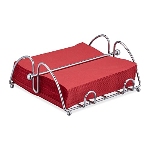 Relaxdays 2 x Serviettenhalter, mit Beschwerer, für 33x33 cm Servietten, Edelstahl-Optik, Design Serviettenständer Metall, Silber Relaxdays 2 x Serviettenhalter, mit Beschwerer, für 33x33 cm Servietten, Edelstahl-Optik, Design Serviettenständer Metall, Silber von Relaxdays