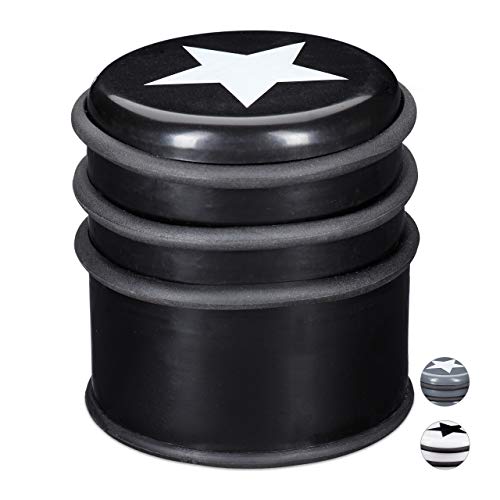 Relaxdays 2 x Türstopper für den Boden, Türpuffer für Fenster & schwere Türen, groß & mit Stern, 8 cm hoch, schwarz von Relaxdays