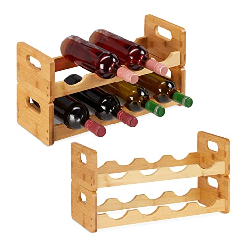 Relaxdays 2 x Weinregal, platzsparende Weinablage für je 8 Flaschen, quer, Flaschenregal aus Bambus, HBT 24 x 47 x 18 cm, Natur Relaxdays 2 x Weinregal, platzsparende Weinablage für je 8 Flaschen, quer, Flaschenregal aus Bambus, HBT 24 x 47 x 18 cm, Natur von Relaxdays