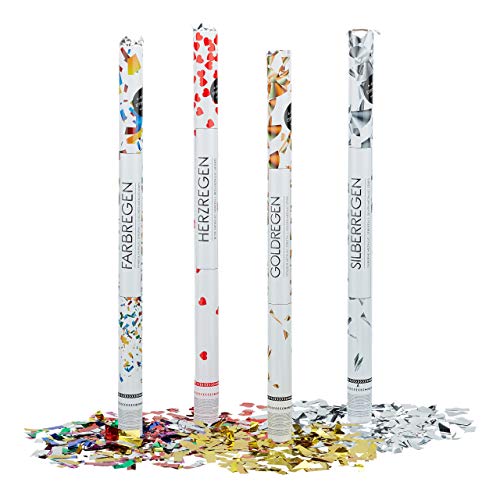 Relaxdays 20 x Party Popper 80 cm im XL Konfettikanonen Set, Konfetti Bombe für Hochzeit und Geburtstag, Konfetti Shooter 6-8 m Effekthöhe, metallic von Relaxdays