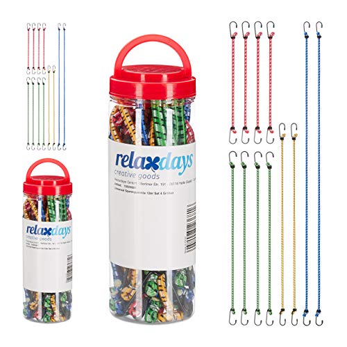Relaxdays 24 TLG. Spanngummi Set, Gepäckspanner für Auto und Fahrrad, Universal Expander, 35cm bis 1m lang, 4 Größen, Mehrfarbig von Relaxdays