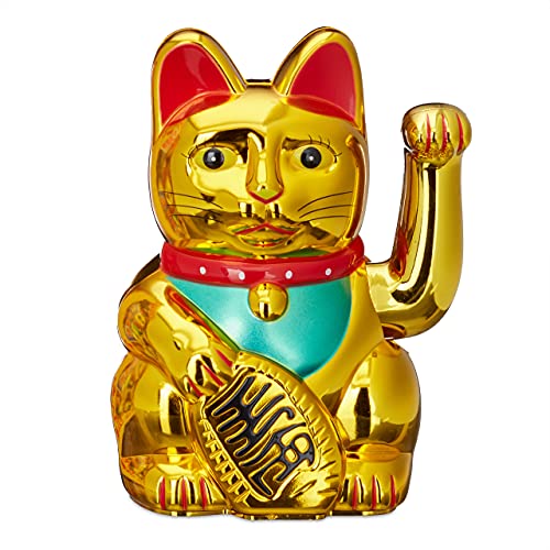 Relaxdays 2er Set Maneki Neko Winkekatze Gold, Glückskatze groß, winkende Katze China, Glücksbringer Figur, HxBxT: 16 x 10 x 8 cm Relaxdays 2er Set Maneki Neko Winkekatze Gold, Glückskatze groß, winkende Katze China, Glücksbringer Figur, HxBxT: 16 x 10 x 8 cm von Relaxdays