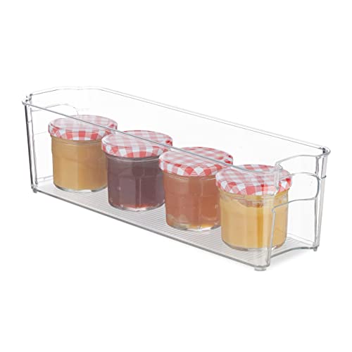 Relaxdays 3 x Kühlschrank Organizer, schmaler Küchen Organizer mit Griffen, für Lebensmittel, 10 x 11 x 37,5 cm, transparent von Relaxdays