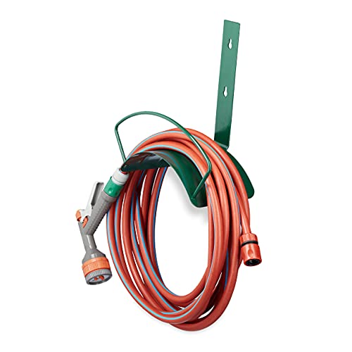 Relaxdays 3 x Schlauchhalter Wand, Metall, Wandhalter für 5/8 Zoll (15 mm), 60 m Gartenschlauch, Gartenschlauchhalter, grün von Relaxdays