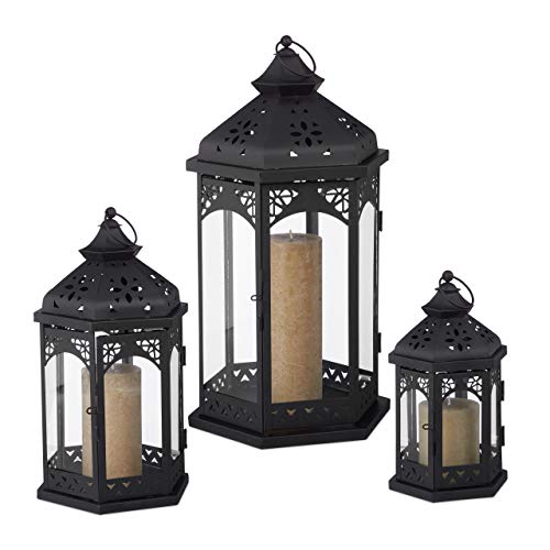 Relaxdays 3er Laternen Set, Deko Laternen für draußen & drinnen, 3 Größen, vintage, Retro Windlicht für Kerzen, schwarz Relaxdays 3er Laternen Set, Deko Laternen für draußen & drinnen, 3 Größen, vintage, Retro Windlicht für Kerzen, schwarz von Relaxdays