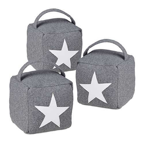 Relaxdays 3er Set Türstopper Stern, Türpuffer Stoff, Türsack Boden, hoch, mit Griff, dekorativ, HxBxT: 20 x 15 x 15 cm, grau Relaxdays 3er Set Türstopper Stern, Türpuffer Stoff, Türsack Boden, hoch, mit Griff, dekorativ, HxBxT: 20 x 15 x 15 cm, grau von Relaxdays