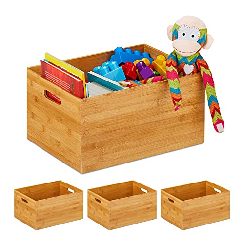 Relaxdays 4 x Aufbewahrungskiste Bambus, stabil, offen, Ordnungsbox ohne Deckel, H x B x T: 21 x 40 x 30 cm, Bambuskiste, Natur Relaxdays 4 x Aufbewahrungskiste Bambus, stabil, offen, Ordnungsbox ohne Deckel, H x B x T: 21 x 40 x 30 cm, Bambuskiste, Natur von Relaxdays