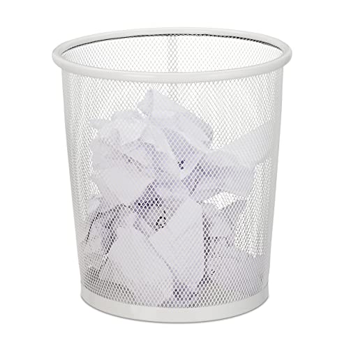 Relaxdays 4 x Papierkorb, Büro & Jugendzimmer, offen, rund, Drahtgeflecht, Papiermülleimer, Metall, H x D: 24 x 23 cm, weiß von Relaxdays