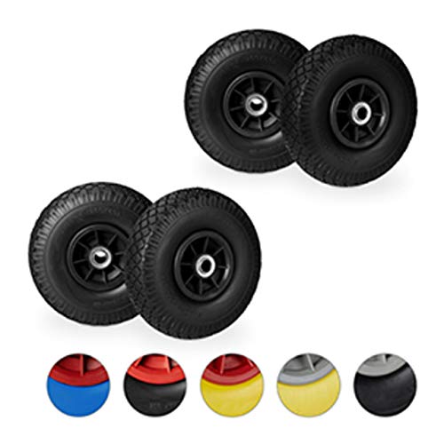 Relaxdays 4 x Sackkarrenrad, pannensichere Vollgummireifen, 3.00-4 Zoll, 20 mm Achse, bis 80 kg, Ersatzrad 260 x 85 mm, schwarz Relaxdays 4 x Sackkarrenrad, pannensichere Vollgummireifen, 3.00-4 Zoll, 20 mm Achse, bis 80 kg, Ersatzrad 260 x 85 mm, schwarz von Relaxdays