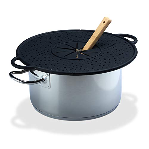 Relaxdays 4X Überkochschutz Silikon, Spritzschutz & Untersetzer für Töpfe, hitzebeständig bis 250°C, pflegeleicht, 30cm Ø, schwarz Relaxdays 4X Überkochschutz Silikon, Spritzschutz & Untersetzer für Töpfe, hitzebeständig bis 250°C, pflegeleicht, 30cm Ø, schwarz von Relaxdays