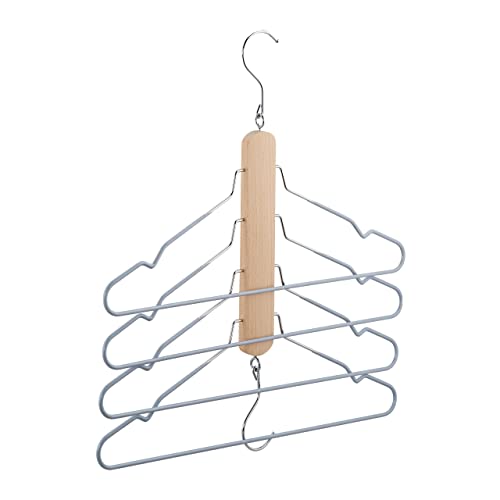 Relaxdays 5 x Mehrfach Kleiderbügel, platzsparend, je 4 Hemdenbügel mit Hosensteg, Holz, Metall, Antirutschbügel, Natur/grau Relaxdays 5 x Mehrfach Kleiderbügel, platzsparend, je 4 Hemdenbügel mit Hosensteg, Holz, Metall, Antirutschbügel, Natur/grau von Relaxdays