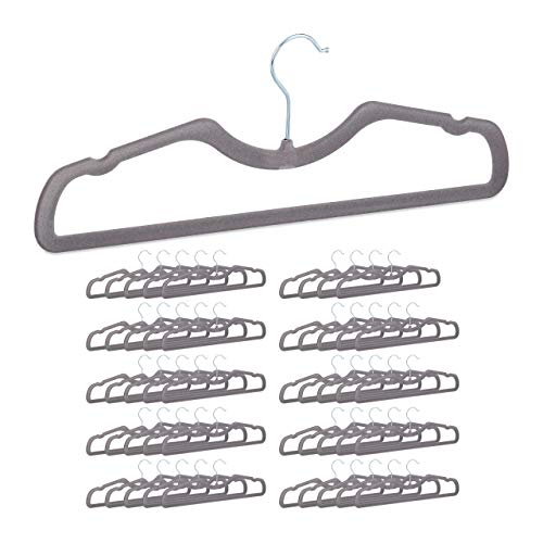 Relaxdays 50 x beflockte Kleiderbügel, Rutschfester Samtbezug, platzsparend, Steg & Kerben, Samtbügel, Breite 42 cm, grau Relaxdays 50 x beflockte Kleiderbügel, Rutschfester Samtbezug, platzsparend, Steg & Kerben, Samtbügel, Breite 42 cm, grau von Relaxdays