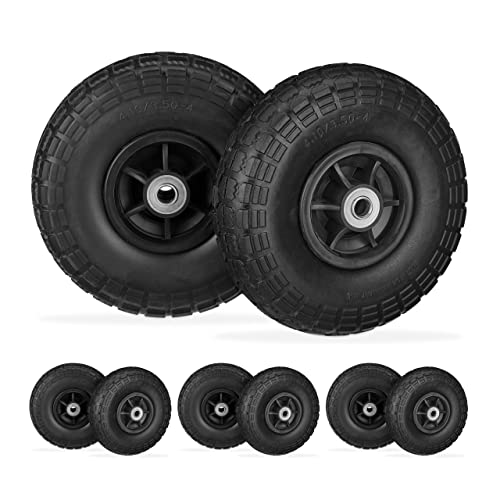 Relaxdays 8 x Sackkarrenrad, pannensichere Vollgummireifen, 4.1/3.5-4", 16 mm Achse, bis 150 kg, H x D: 26 x 8,5 cm, schwarz von Relaxdays