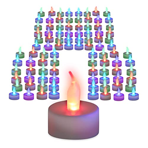 Relaxdays 96er Set LED Teelichter Farbwechsel, flammenlose Deko, Batteriebetrieben, elektronische Stimmungslichter, bunt von Relaxdays