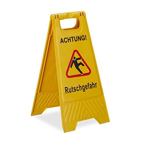 Relaxdays Achtung Rutschgefahr Aufsteller, klappbar, Warnschild vor Glätte, beidseitig beschriftet, Hinweisschild, gelb, 1 Stück Relaxdays Achtung Rutschgefahr Aufsteller, klappbar, Warnschild vor Glätte, beidseitig beschriftet, Hinweisschild, gelb, 1 Stück von Relaxdays
