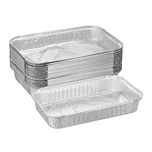 Relaxdays Aluschalen, 25er Set, B x T: 31 x 21 cm, eckige Grillschalen, Tropfschalen indirektes Grillen, Silber von Relaxdays