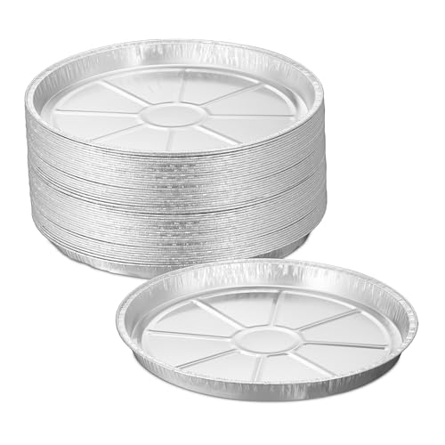 Relaxdays Aluschalen rund, 50er Set, H x D: 2,5 x 27,5 cm, Backform Linzertorte, Tropfschalen indirektes Grillen, Silber von Relaxdays