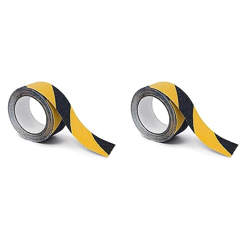 Relaxdays Anti-Rutsch-Klebeband 50 mm Rolle mit 5 m Grip Tape als Antirutschbelag für rutschfeste Treppenstufen im Innen- und Außenbereich, schwarz-gelb (Packung mit 2) von Relaxdays