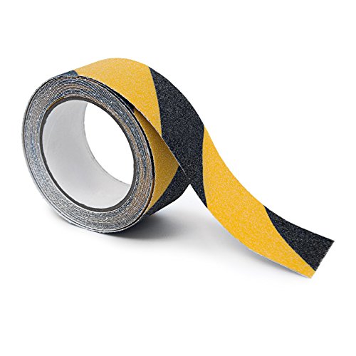 Relaxdays Anti-Rutsch-Klebeband 50 mm Rolle mit 5 m Grip Tape als Antirutschbelag für rutschfeste Treppenstufen im Innen- und Außenbereich, schwarz-gelb von Relaxdays