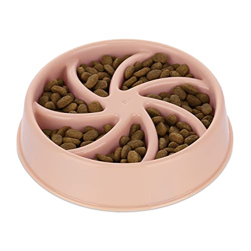 Relaxdays Anti Schling Napf, Futternapf für Hunde, Tiernapf 600 ml, langsames Fressen, Hundenapf spülmaschinenfest, rosa, 100% Kunststoff, 5 x 20.5 x 20.5 cm von Relaxdays