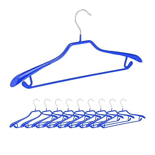 Relaxdays Anzugbügel, 10er Set, breite Schulterauflage, rutschfest gummiert, Hosensteg, Haken, 45 cm, Kleiderbügel, blau Relaxdays Anzugbügel, 10er Set, breite Schulterauflage, rutschfest gummiert, Hosensteg, Haken, 45 cm, Kleiderbügel, blau von Relaxdays