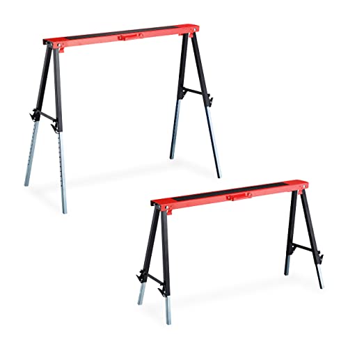 Relaxdays Arbeitsbock, 2er Set, 12-Fach höhenverstellbar, belastbar bis 150 kg, faltbar, Tragegriffe, Klappbock, rot Relaxdays Arbeitsbock, 2er Set, 12-Fach höhenverstellbar, belastbar bis 150 kg, faltbar, Tragegriffe, Klappbock, rot von Relaxdays