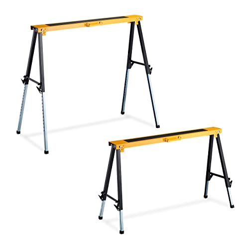 Relaxdays Arbeitsbock, 2er Set, HBT: 91,5 x 106 x 50 cm, höhenverstellbar, Allzweckbock, Tragegriffe, Klappbock, orange von Relaxdays