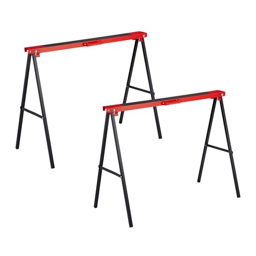 Relaxdays Arbeitsbock, 2er Set, klappbar, 100 kg, HxBxT: 78 x 100 x 49 cm, Allzweckbock Werkstatt, Stahl, rot/schwarz Relaxdays Arbeitsbock, 2er Set, klappbar, 100 kg, HxBxT: 78 x 100 x 49 cm, Allzweckbock Werkstatt, Stahl, rot/schwarz von Relaxdays