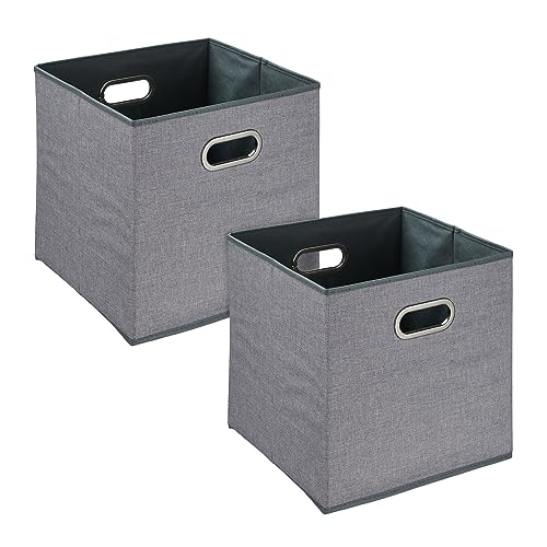 Relaxdays Aufbewahrungsbox, 2er Set, Faltbare Regalboxen, Grifflöcher, HxBxT: 32 x 33 x 33 cm, Faltboxen, Leinen, grau Relaxdays Aufbewahrungsbox, 2er Set, Faltbare Regalboxen, Grifflöcher, HxBxT: 32 x 33 x 33 cm, Faltboxen, Leinen, grau von Relaxdays