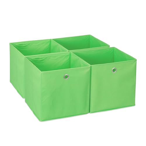 Relaxdays Aufbewahrungsbox 4er Set, Faltbare Regalboxen, HxBxT: 30 x 30 x 30 cm, Grifflöcher, Faltboxen für Regale, grün Relaxdays Aufbewahrungsbox 4er Set, Faltbare Regalboxen, HxBxT: 30 x 30 x 30 cm, Grifflöcher, Faltboxen für Regale, grün von Relaxdays