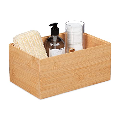 Relaxdays Aufbewahrungsbox Bambus, stapelbar, Bambuskiste ohne Deckel, stabil, HBT: 14 x 30 x 20 cm, Stapelbox, natur von Relaxdays