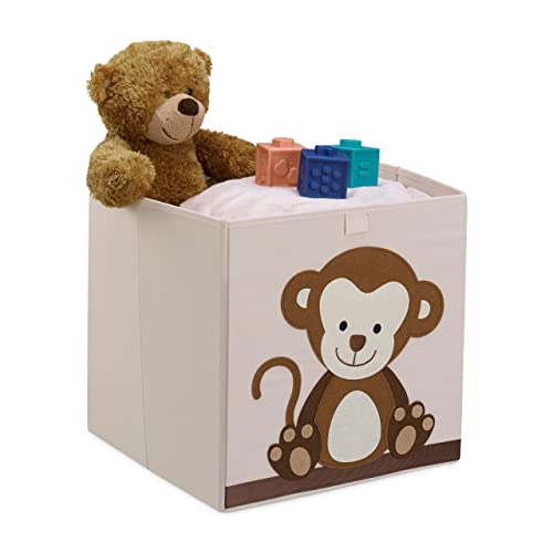 Relaxdays Aufbewahrungsbox Kinder, AFFE, HxBxT: 33 x 33 x 33 cm, Spielkiste Kinderzimmer, Stoffbox, faltbar, beige/braun, 3 x 33 x 33 cm von Relaxdays