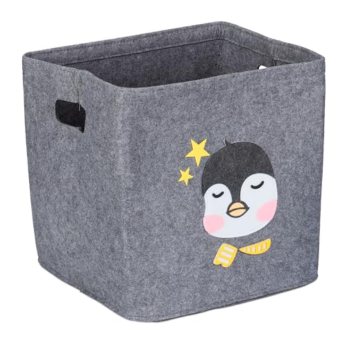 Relaxdays Aufbewahrungsbox Pinguin, Stoffbox für Kinder, aus Filz, faltbar, Spielzeugbox, HxBxT: 33 x 33 x 33 cm, grau Relaxdays Aufbewahrungsbox Pinguin, Stoffbox für Kinder, aus Filz, faltbar, Spielzeugbox, HxBxT: 33 x 33 x 33 cm, grau von Relaxdays