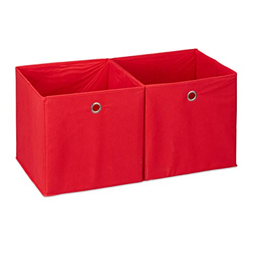 Relaxdays Aufbewahrungsbox Stoff 2er Set, quadratisch, Aufbewahrung für Regal, Stoffbox in Würfelform 30x30x30 cm, rot Relaxdays Aufbewahrungsbox Stoff 2er Set, quadratisch, Aufbewahrung für Regal, Stoffbox in Würfelform 30x30x30 cm, rot von Relaxdays