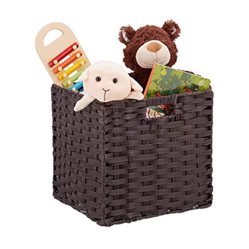 Relaxdays Aufbewahrungskorb, quadratischer PP-Korb für Bad u. Kinderzimmer, Regalkorb geflochten, 31x32x30 cm, braun von Relaxdays