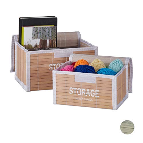 Relaxdays, Natur Aufbewahrungskorb 2er Set, Aufbewahrungsbox Bad, verschließbare Regalkörbe, Bambus, HBT: 15x26,5x19 cm Relaxdays, Natur Aufbewahrungskorb 2er Set, Aufbewahrungsbox Bad, verschließbare Regalkörbe, Bambus, HBT: 15x26,5x19 cm von Relaxdays