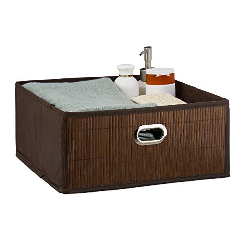 Relaxdays Aufbewahrungskorb Bambus, Badkörbchen quadratisch, Stoff Regalkorb flach, HBT 14 x 31 x 31 cm, faltbar, braun 10034146_93 Relaxdays Aufbewahrungskorb Bambus, Badkörbchen quadratisch, Stoff Regalkorb flach, HBT 14 x 31 x 31 cm, faltbar, braun 10034146_93 von Relaxdays