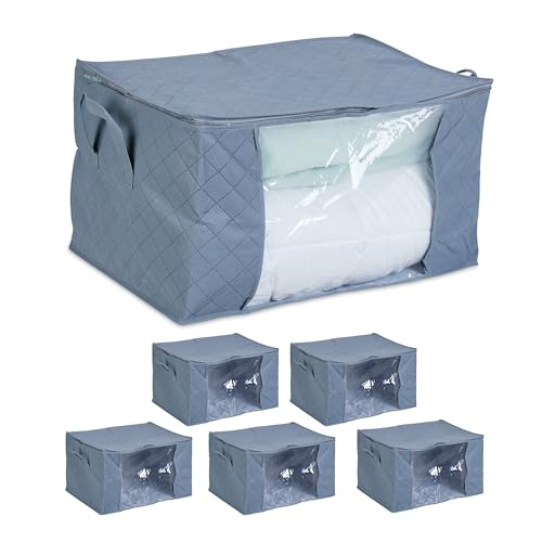 Relaxdays Aufbewahrungstasche 6er Set, Reißverschluss, Bettzeug, Kleidung, Unterbettkommode, HBT: 35 x 60 x 43 cm, grau Relaxdays Aufbewahrungstasche 6er Set, Reißverschluss, Bettzeug, Kleidung, Unterbettkommode, HBT: 35 x 60 x 43 cm, grau von Relaxdays