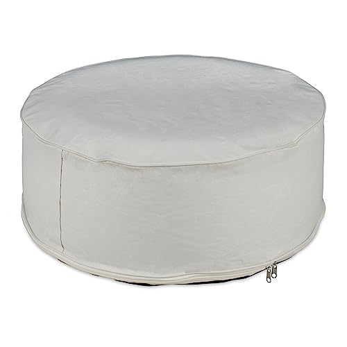 Relaxdays Aufblasbarer Hocker, Outdoor Pouf für Garten, Balkon, Camping, Sitzhocker rund, HxD: 26x56 cm, Sitzpouf, Creme von Relaxdays