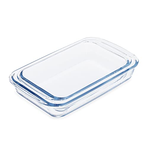 Relaxdays Auflaufform Set, 2 Größen, Glas, Ofenformen für Lasagne, Gratin, Tiramisu, spülmaschinengeeignet, transparent, 5 x 29,5 x 17,5 cm von Relaxdays