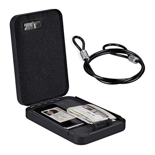 Relaxdays Autosafe mit Zahlenschloss, mobil, mit Sicherungskabel, Mini Tresor, Stahl, HxBxT: 4,5 x 17 x 24 cm, schwarz Relaxdays Autosafe mit Zahlenschloss, mobil, mit Sicherungskabel, Mini Tresor, Stahl, HxBxT: 4,5 x 17 x 24 cm, schwarz von Relaxdays