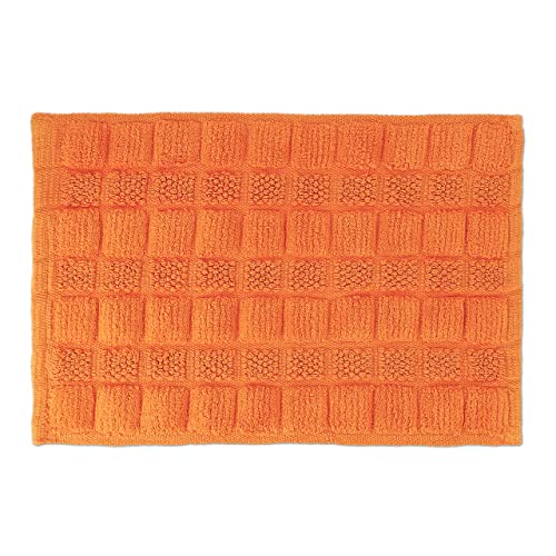 Relaxdays Badematte Baumwolle, 60 x 40 cm, rutschfest, waschbar, Vorleger Badezimmer, Badteppich rechteckig, orange von Relaxdays