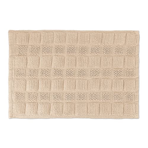 Relaxdays Badematte Baumwolle, 60 x 40 cm, rutschfest, waschbar, Vorleger für Badezimmer, Badteppich rechteckig, beige von Relaxdays