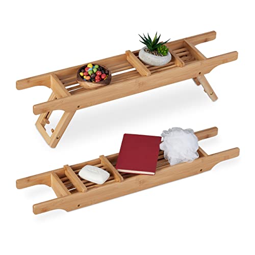Relaxdays Badewannenablage Bambus, 69 cm breit, ausklappbare Füße, Badewannenbrett mit Seifenablage, Wannenablage, Natur Relaxdays Badewannenablage Bambus, 69 cm breit, ausklappbare Füße, Badewannenbrett mit Seifenablage, Wannenablage, Natur von Relaxdays