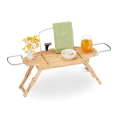 Relaxdays Badewannenablage Bambus & Metall, ausziehbar, 69-90 cm, Buchstütze, Weinglashalter, Badebrett mit Füßen, Natur Relaxdays Badewannenablage Bambus & Metall, ausziehbar, 69-90 cm, Buchstütze, Weinglashalter, Badebrett mit Füßen, Natur von Relaxdays