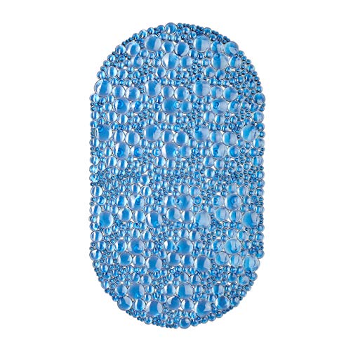 Relaxdays Badewannenmatte oval, BxT: 67 x 38 cm, waschbar, Massage, rutschfeste Badewanneneinlage, mit Saugnäpfen, blau, 1 Stück von Relaxdays